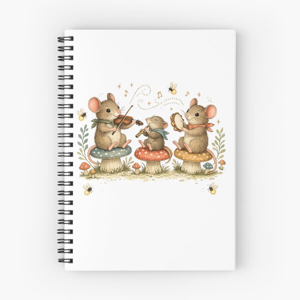 Item preview, Woodland Mouse Band Cute Musical Mice Cottagecore Mushroom Art designed and sold by inkoutninja.