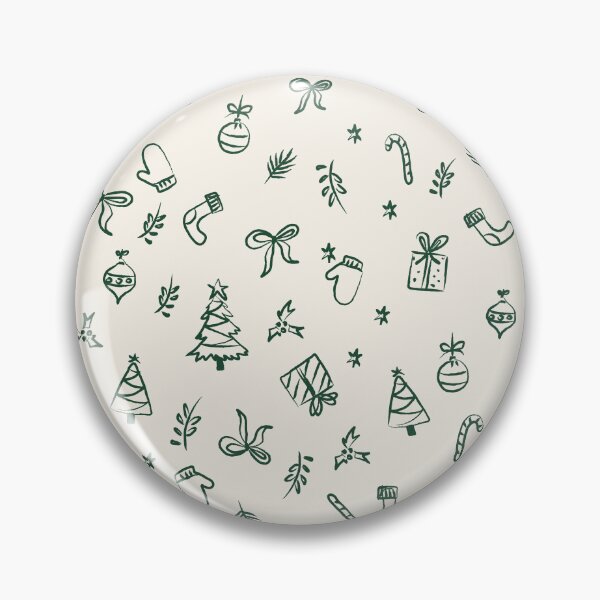Item preview, Christmas Doodles Pattern | Hand Drawn Holiday Icons Forest Green Cream designed and sold by MarleneCanto.