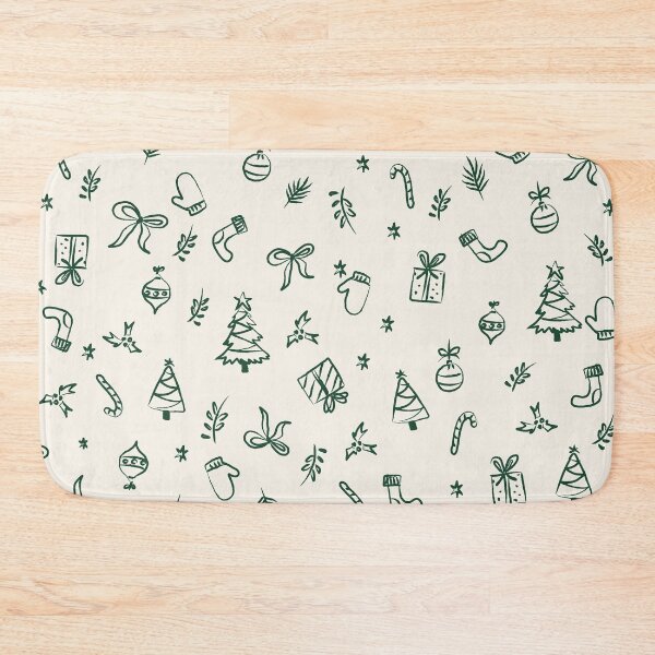 Item preview, Christmas Doodles Pattern | Hand Drawn Holiday Icons Forest Green Cream designed and sold by MarleneCanto.