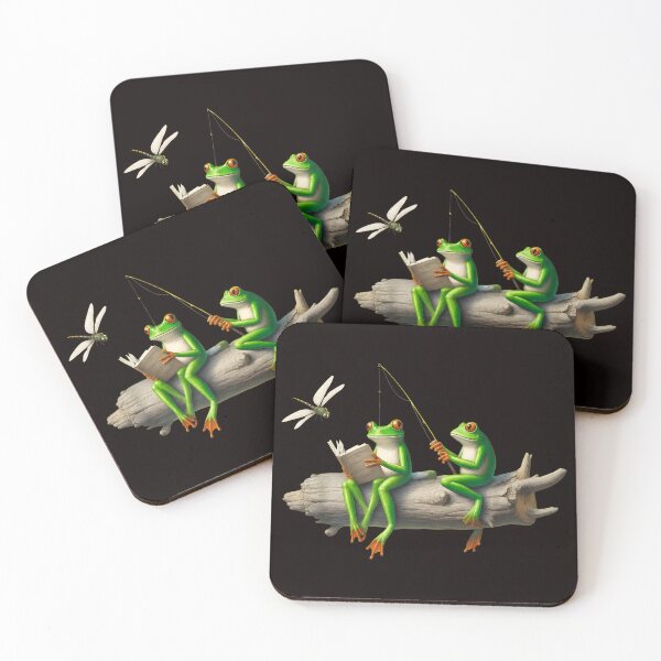 Item preview, Frog Reading and Fishing on a Log designed and sold by mac-lux.