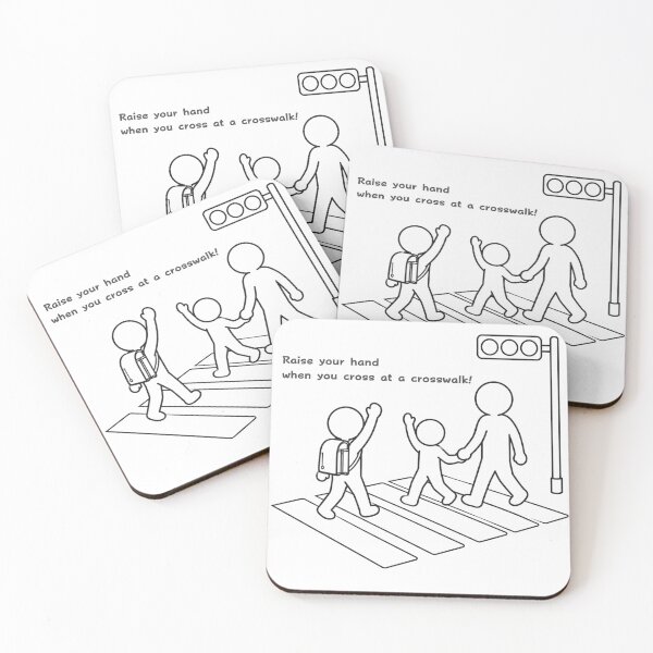 Item preview, Japan Kids Raising Hand at Crosswalk - Japanese Manners Pictogram designed and sold by japan-picto.