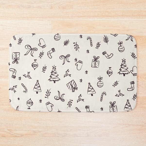 Item preview, Christmas Doodles Pattern | Hand Drawn Holiday Icons Dark Plum Cream designed and sold by MarleneCanto.