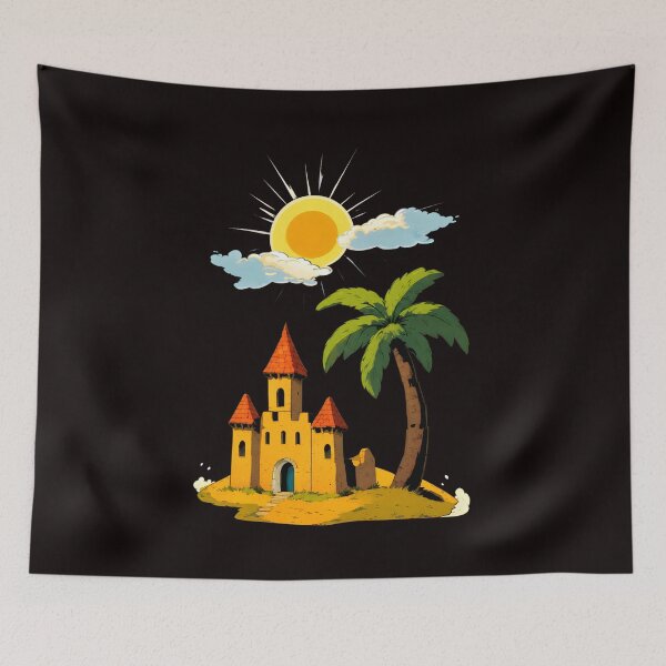 Item preview, Sunny Island Castle Palm Tree Adventure Art designed and sold by mac-lux.