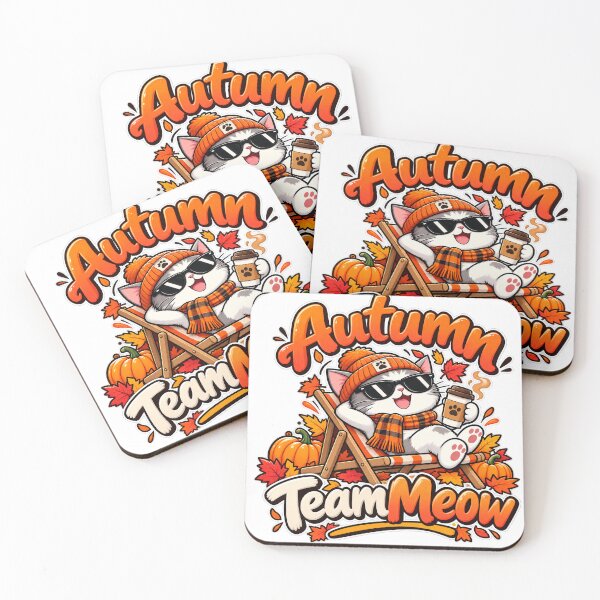Item preview, Autumn Team Meow – Cool Cat Coffee & Fall Vibes designed and sold by IMuDesigner.