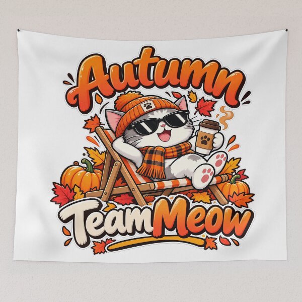 Item preview, Autumn Team Meow – Cool Cat Coffee & Fall Vibes designed and sold by IMuDesigner.