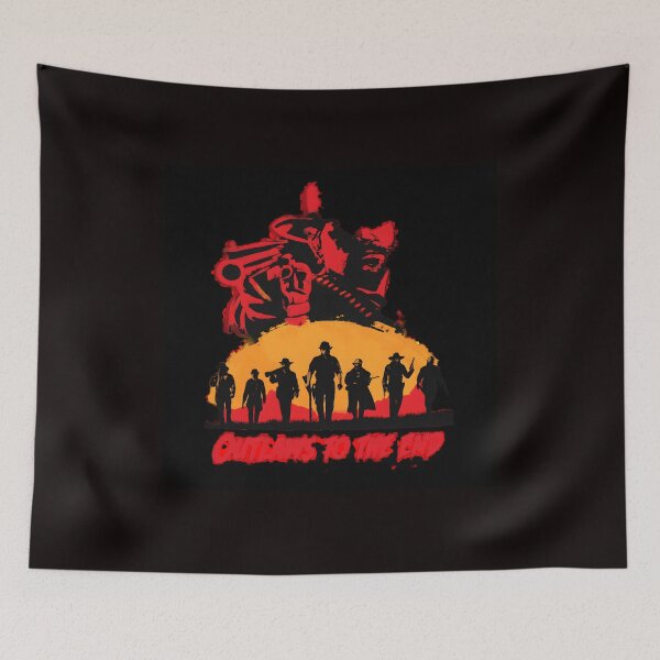 Item preview, Outlaws To The End Cowboy Silhouette Sunset designed and sold by mac-lux.