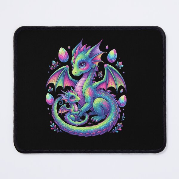 Item preview, Cute Baby Dragon With Glowing Crystal Eggs Magical Fantasy Graphic designed and sold by Ostericaimusa.