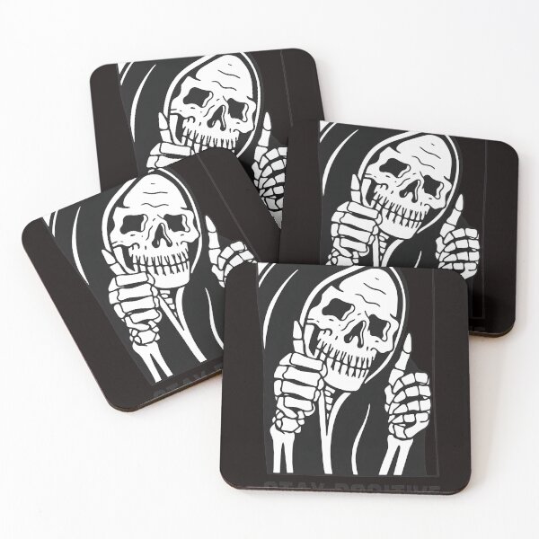 Item preview, Skeleton Stay Positive Thumbs Up Grim Reaper Art designed and sold by mac-lux.