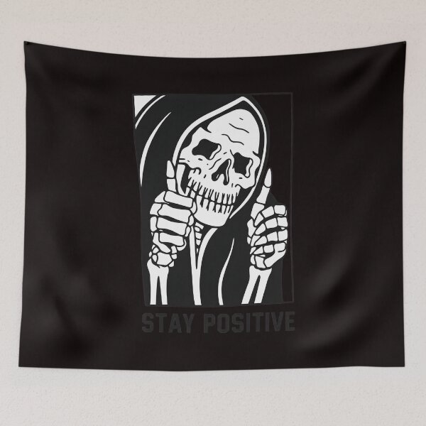 Item preview, Skeleton Stay Positive Thumbs Up Grim Reaper Art designed and sold by mac-lux.
