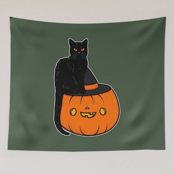 Item preview, Feline Spooky Cat and Pumpkin No Text designed and sold by KilkennyCat Art.