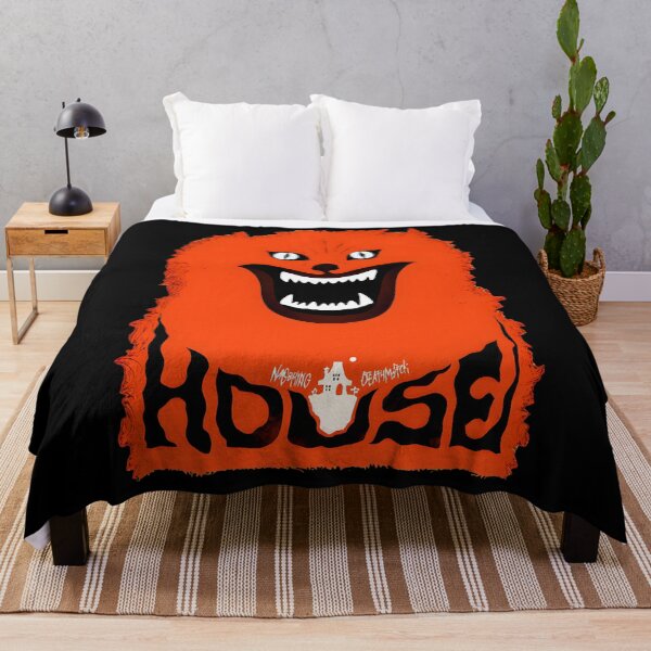 Item preview, Scary Orange Monster House Horror Art  designed and sold by PillowPaws.
