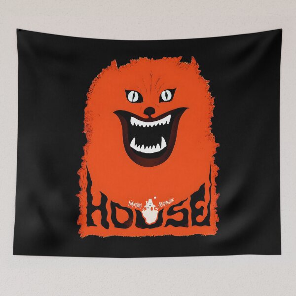 Item preview, Scary Orange Monster House Horror Art  designed and sold by PillowPaws.