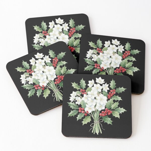 Item preview, Vintage White Daffodil And Holly Christmas Bouquet designed and sold by bvdesignart.