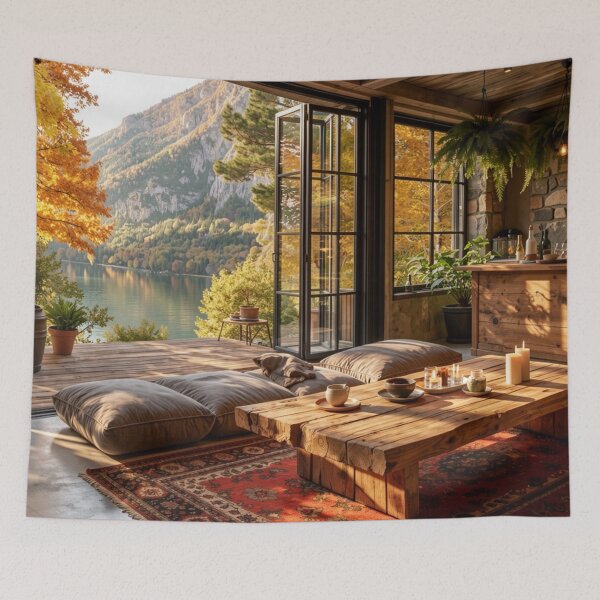Item preview, Morning Alpine Lodge - Lakeside Mountain Retreat designed and sold by nhk999.