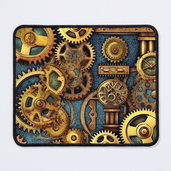 Item preview, Steampunk Mechanical Golden Gears Design On Blue designed and sold by DEC02.
