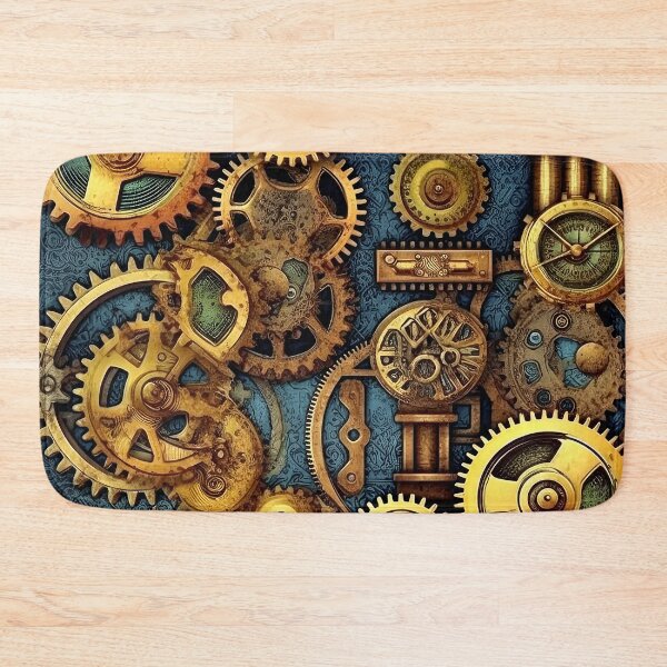 Item preview, Steampunk Mechanical Golden Gears Design On Blue  designed and sold by DEC02.