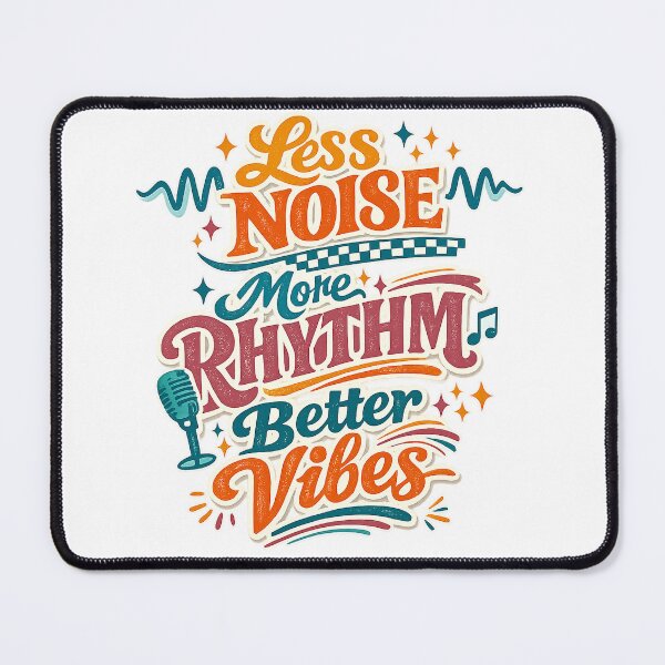 Item preview, Less Noise More Rhythm Better Vibes Retro Music Lover Typography Art designed and sold by inkoutninja.
