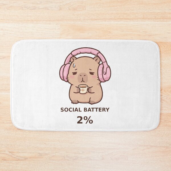 Item preview, Social Battery 2% - Kawaii Capybara designed and sold by Visual Dept..