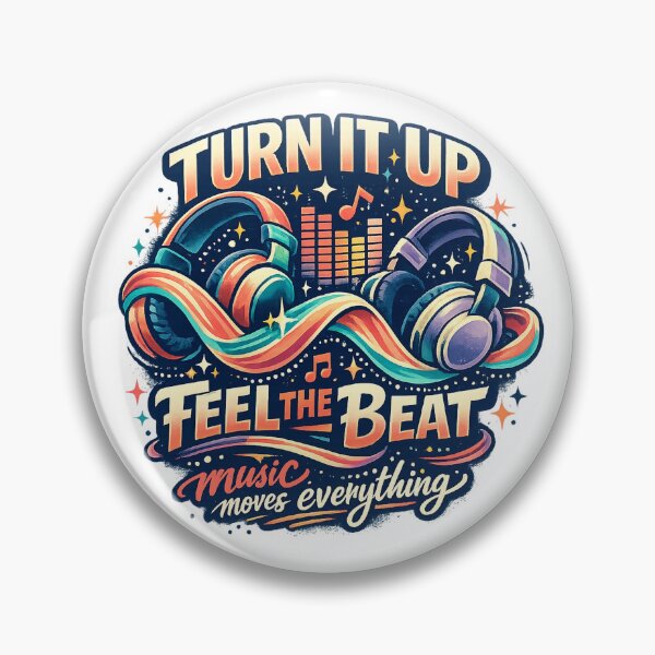 Item preview, Turn It Up Feel the Beat Retro Headphones Music Lover Typography Art designed and sold by inkoutninja.