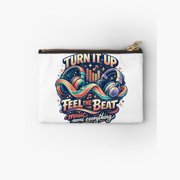 Item preview, Turn It Up Feel the Beat Retro Headphones Music Lover Typography Art designed and sold by inkoutninja.