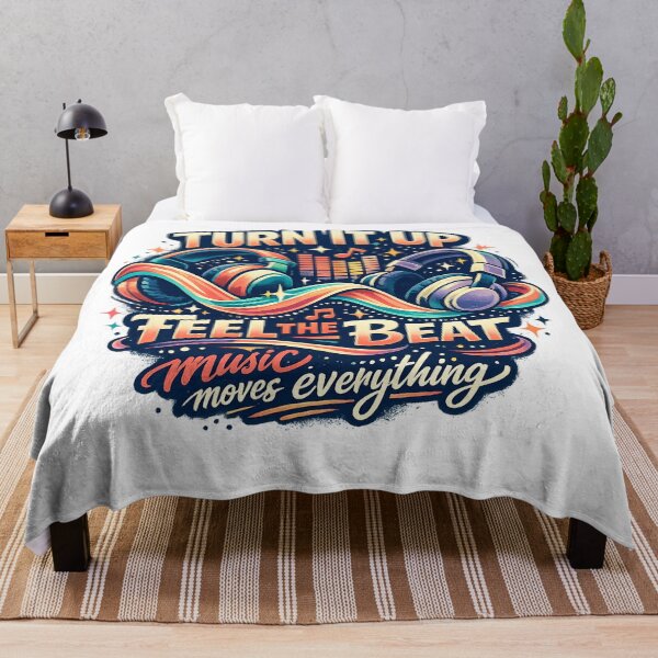 Item preview, Turn It Up Feel the Beat Retro Headphones Music Lover Typography Art designed and sold by inkoutninja.