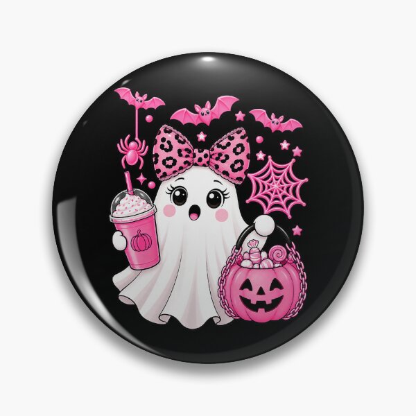 Item preview, Cute Pink Halloween Ghost Pumpkin Basket Kawaii Bat Bow designed and sold by nryum.