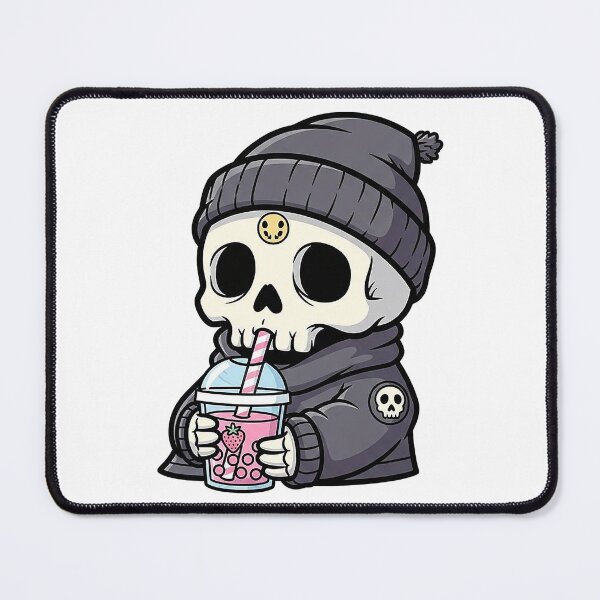 Item preview, Spooky Cute Skeleton Boba Tea Drinker Alternative Fan designed and sold by prozelvo.