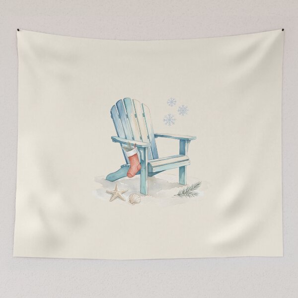 Item preview, Beach Chair with Christmas Stocking – Coastal Christmas Beach Holiday Design designed and sold by Sea Gem.
