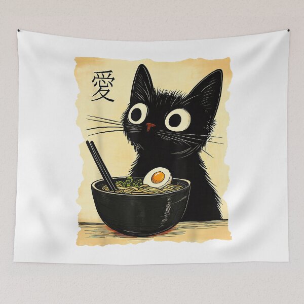 Item preview, Funny Cat Ramen Graphic Tee Japanese Kawaii Anime Cat designed and sold by WayneSchaefe.