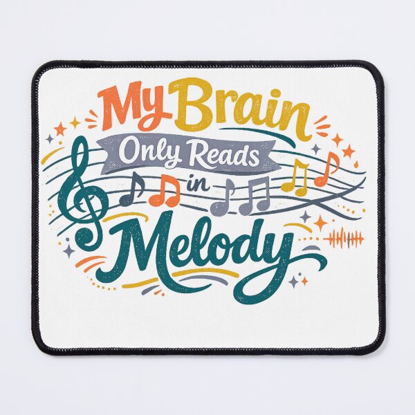 Item preview, My Brain Only Reads in Melody Funny Music Lover Retro Typography Art designed and sold by inkoutninja.
