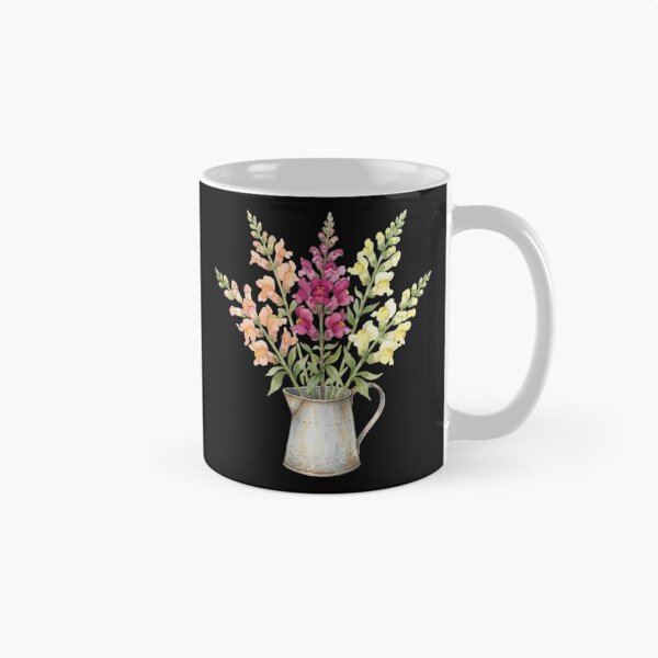 Item preview, Vintage Watercolor Snapdragon Flowers In Galvanized Pitcher designed and sold by bvdesignart.