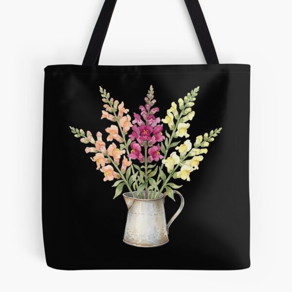 Item preview, Vintage Watercolor Snapdragon Flowers In Galvanized Pitcher designed and sold by bvdesignart.