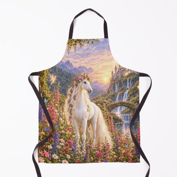 Item preview, Whimsical Unicorn Cottagecore Flower Meadow Butterflies Castle designed and sold by DrewRomeoCo.