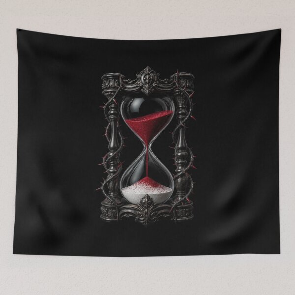 Item preview, Gothic Reaper Hourglass Crimson Red Sand Frame Graphic designed and sold by LazyDayzCo.