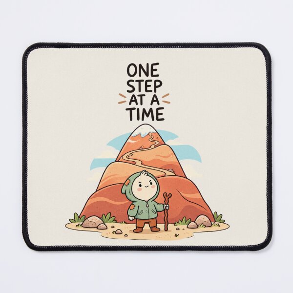 Item preview, One Step at a Time | Cute Mountain Hiking Motivation Quote designed and sold by MrDev.