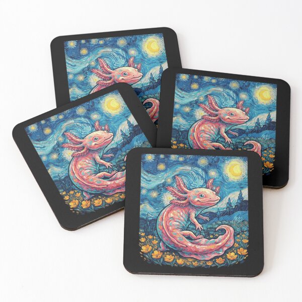 Item preview, Starry Night Axolotl Colorful Post Impressionist Design designed and sold by MiALopezArt.
