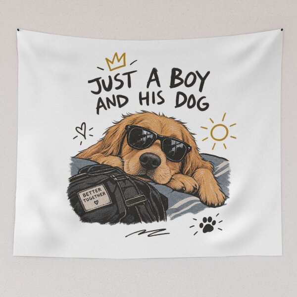 Item preview, Just A Boy And His Dog - Cool Sunglasses Golden Retriever Streetwear designed and sold by GenZFashion000.