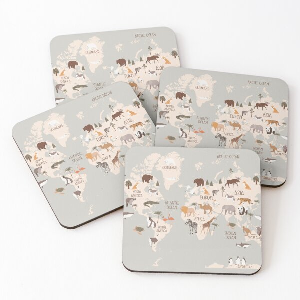Item preview, Animal World Map Beige designed and sold by abebaadonay.
