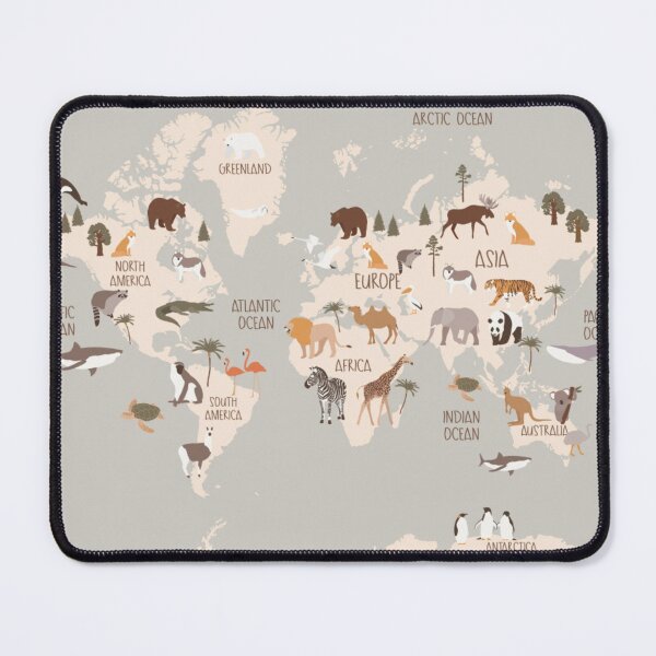 Item preview, Animal World Map Beige designed and sold by abebaadonay.