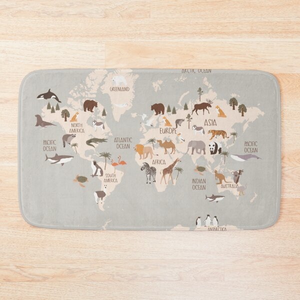 Item preview, Animal World Map Beige designed and sold by abebaadonay.