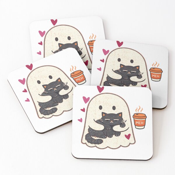 Item preview, Cute Ghost Hugging Grumpy Black Cat Funny Halloween Design. designed and sold by Gopal Verma.