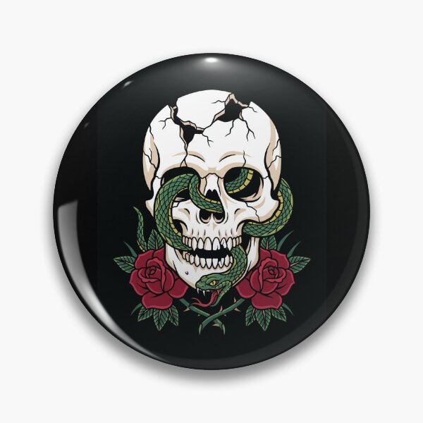 Item preview, Cracked Skull Snake and Roses Tattoo Art designed and sold by digizonebydas.