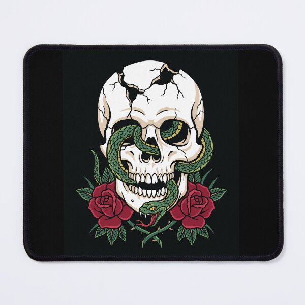 Item preview, Cracked Skull Snake and Roses Tattoo Art designed and sold by digizonebydas.