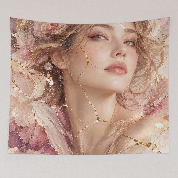 Item preview, Grace — Japanese Kintsugi Floral Female Portrait designed and sold by KINTSUGI-LUMI.