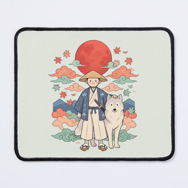 Item preview, Kawaii Samurai with Wolf | Japanese Warrior Autumn Red Moon designed and sold by MrDev.