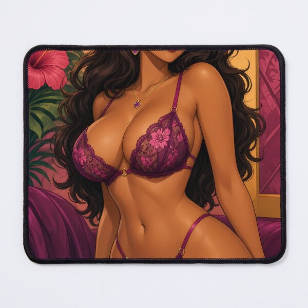 Item preview, Exotic Beauty in Purple Lingerie Amidst Tropical Leaves designed and sold by barloly.