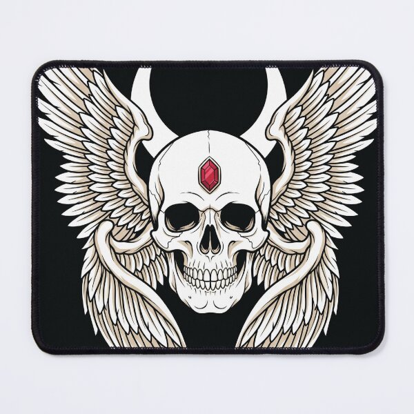 Item preview, Winged Skull Crescent Moon Gothic Art designed and sold by digizonebydas.