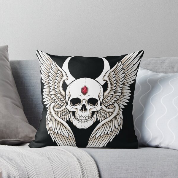 Item preview, Winged Skull Crescent Moon Gothic Art designed and sold by digizonebydas.