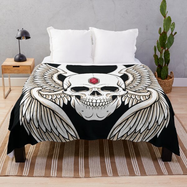 Item preview, Winged Skull Crescent Moon Gothic Art designed and sold by digizonebydas.
