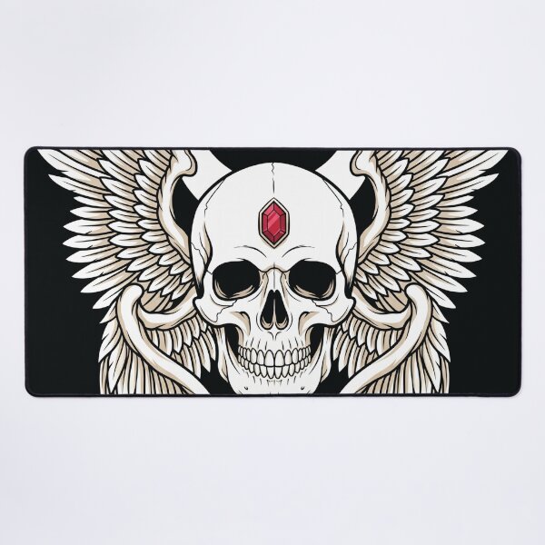 Item preview, Winged Skull Crescent Moon Gothic Art designed and sold by digizonebydas.